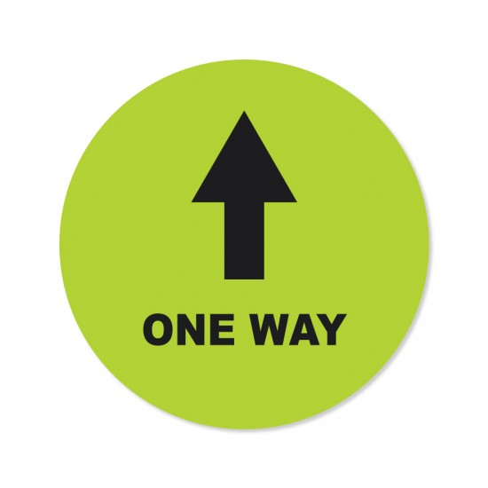 Covid-19 Floor Sticker One Way 26cm Round Apple Green 3pcs